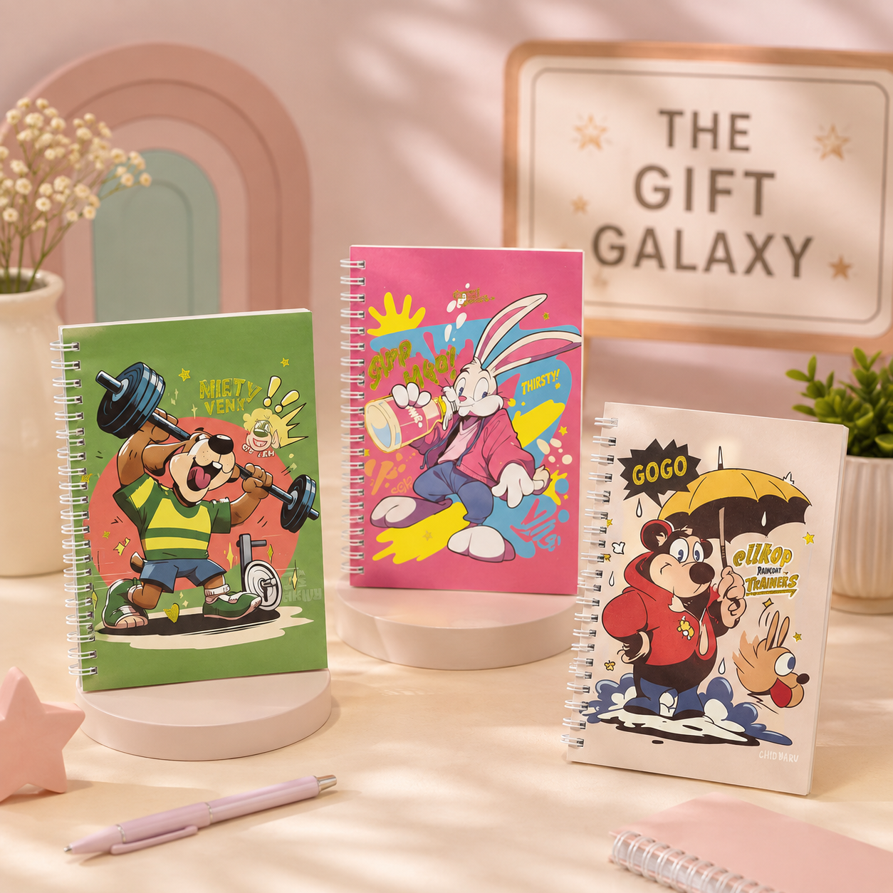 Cute Cartoon Character Spiral Diary
