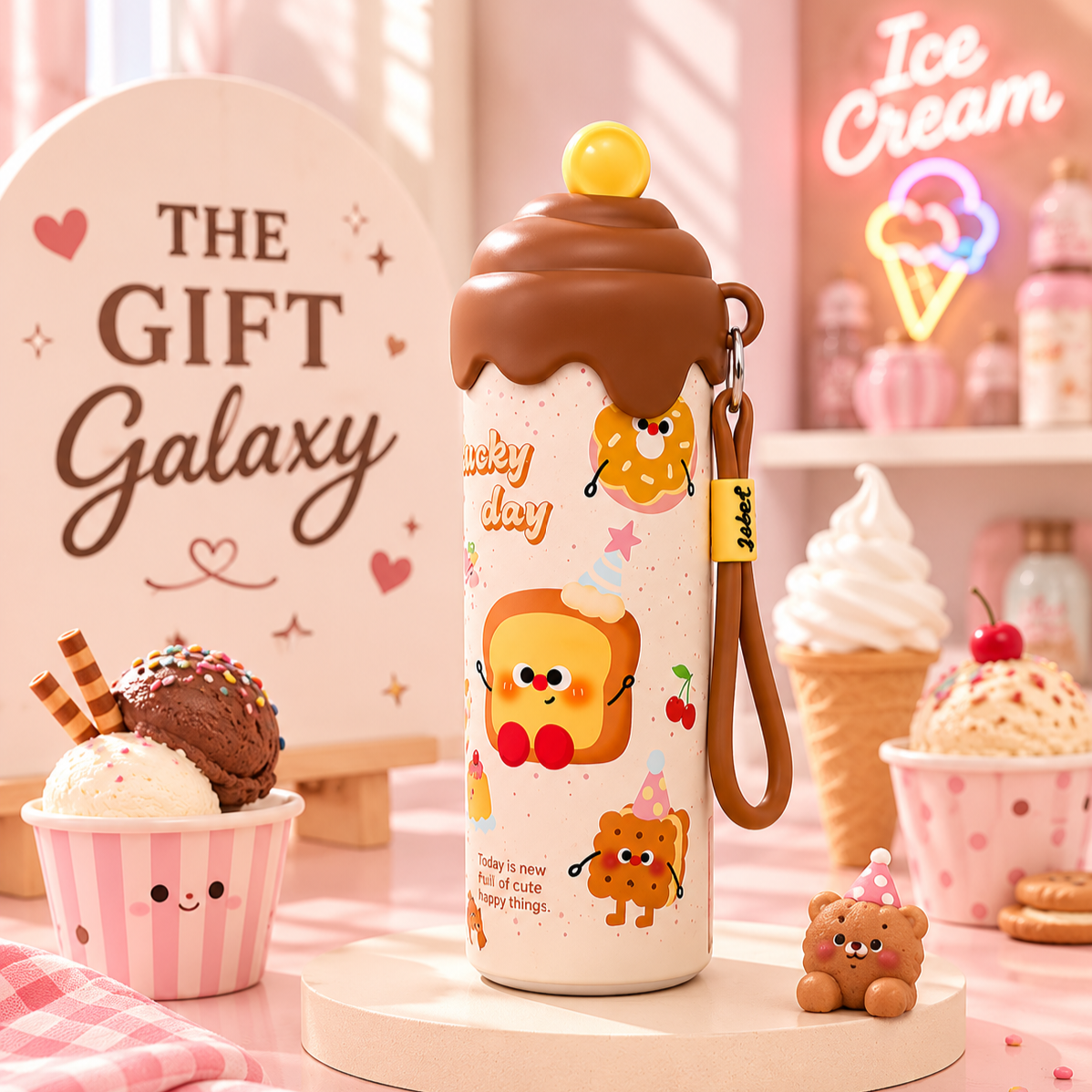 Kawaii Ice-Cake Tumbler with Strap